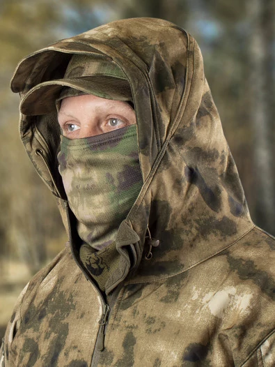 Костюм демисезонный на флисе ткань Софтшелл Softshell цвет камуфляж Мох зеленый