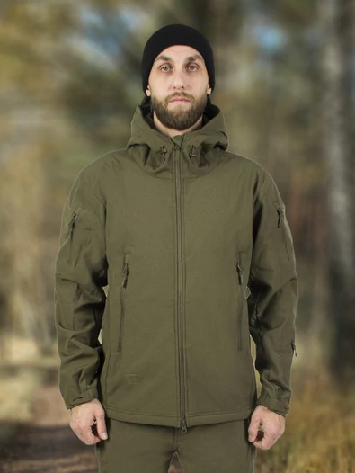 Костюм демисезонный на флисе ткань Софтшелл Softshell цвет олива olive