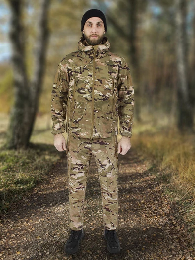 Костюм демисезонный на флисе ткань Софтшелл Softshell цвет камуфляж mtp