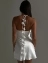 Короткое атласное платье с цветами на спине цвет белый