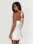 Короткое атласное платье с цветами на спине цвет белый
