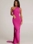 Вечернее платье в пол с открытой спиной и шлейфом стрейч  цвет розовый