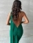 Вечернее платье в пол с открытой спиной и шлейфом стрейч  цвет зеленый
