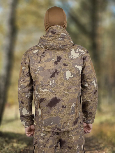 Куртка мужская Kamukamu тактическая военная демисезонная на флисе ткань Softshell камуфляж feretato desert