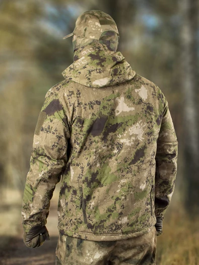 Куртка мужская Kamukamu тактическая военная демисезонная на флисе ткань Softshell цвет камуфляж Мох КАМЕНИСТЫЙ (Green Moss)