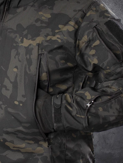 Куртка мужская Kamukamu тактическая военная демисезонная на флисе ткань Softshell цвет камуфляж mtp black
