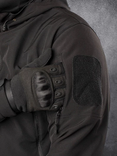 Куртка мужская Kamukamu тактическая военная демисезонная на флисе ткань Softshell цвет Черный