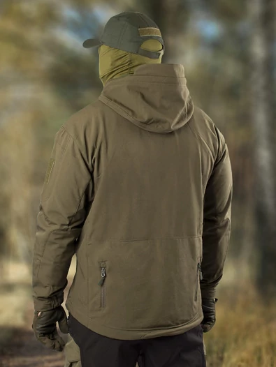 Куртка мужская Kamukamu тактическая военная демисезонная на флисе ткань Softshell цвет Олива зеленая