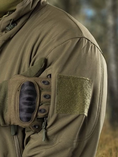 Куртка мужская Kamukamu тактическая военная демисезонная на флисе ткань Softshell цвет Олива зеленая