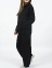 Вязаный костюм женский оверсайз кофта с капюшоном и широкие штаны цвет черный