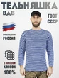 Тельняшка ВДВ длинный рукав зимняя х/б с начесом голубая полоса