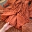 Платье длинное шифоновое плиссе цвет коричневый в белый горох