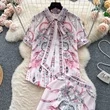 Костюм летний подростковый брюки с рубашкой цвет розовый
