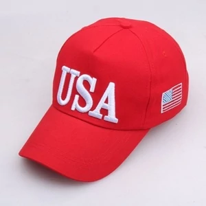Бейсболка с вышивкой USA цвет красный