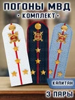 Погоны Полиции картонные комплект 3 шт. Звание Капитан