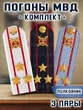 Погоны Полиции комплект 3 шт. ПЛАСТИК Звание Полковник