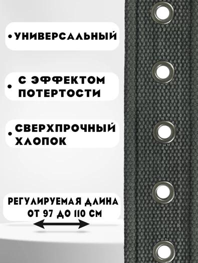 Ремень брючный текстильный с кожаными вставками цвет серый