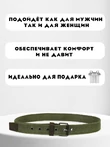 Ремень брючный текстильный с кожаными вставками цвет хаки