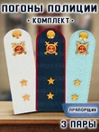 Погоны Полиции комплект 3 шт. КАРТОН Звание Прапорщик