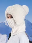Женская зимняя вязаная шапка капор цвет белый