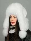Шапка ушанка пушистая женская из эко меха цвет белый