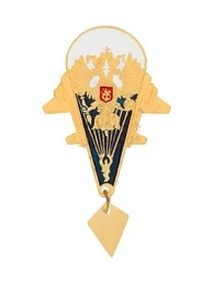 Знак нагрудный ВДВ м.38 парашют с подвеской и Гербом России (закрутка)