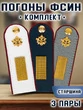 Погоны ФСИН комплект 3шт. картон (в сборе) укомплектованные с фурнитурой звание Старшина 14х5 см